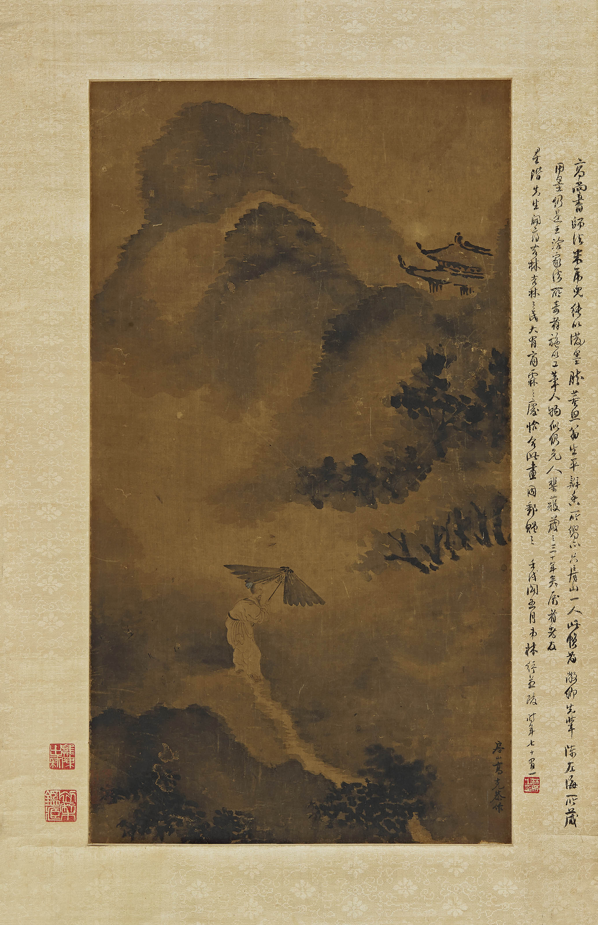 林纾题 高克恭  风雨归途