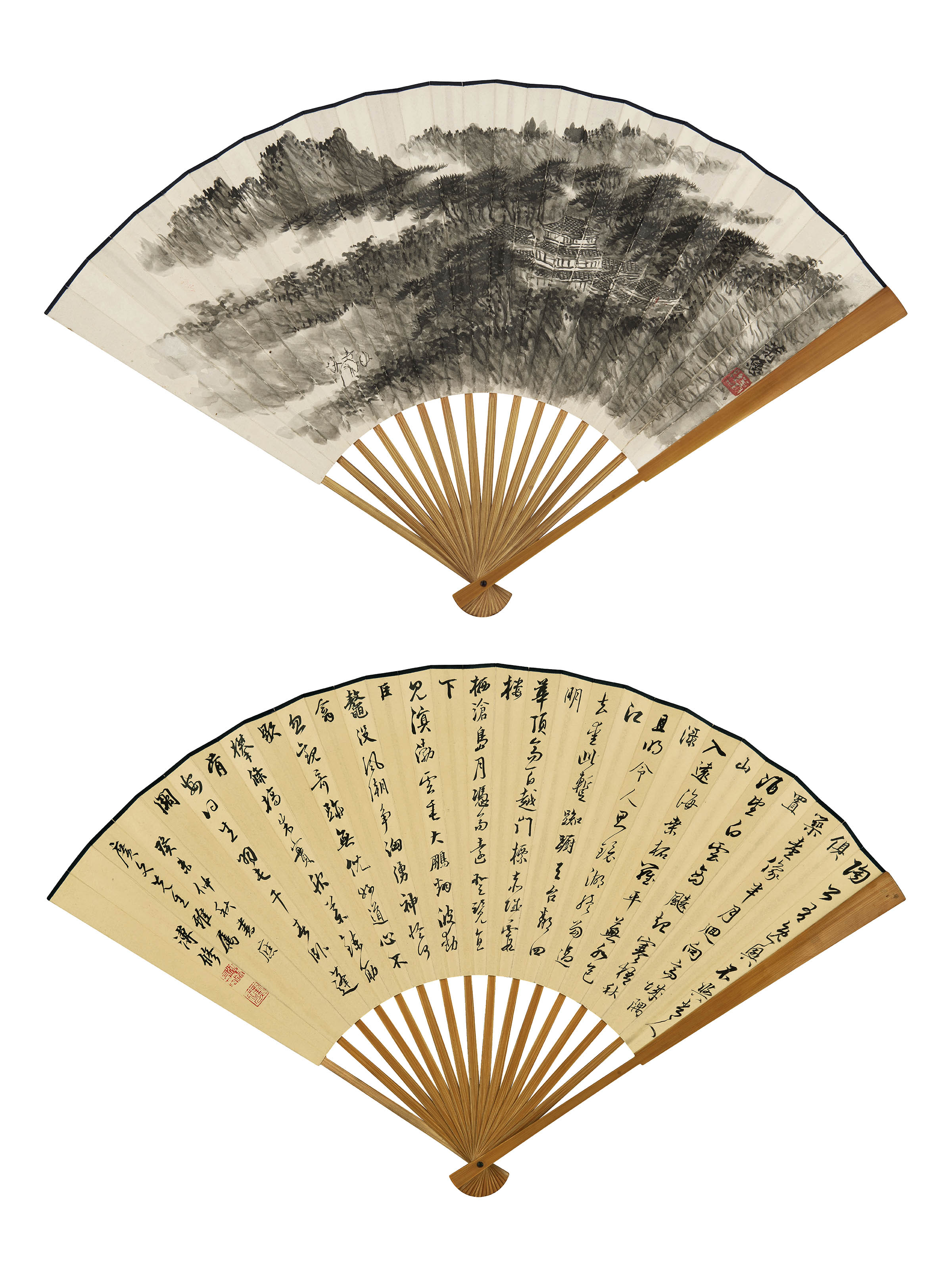 萧愻 溥修  山径访寺 节录李白诗二首