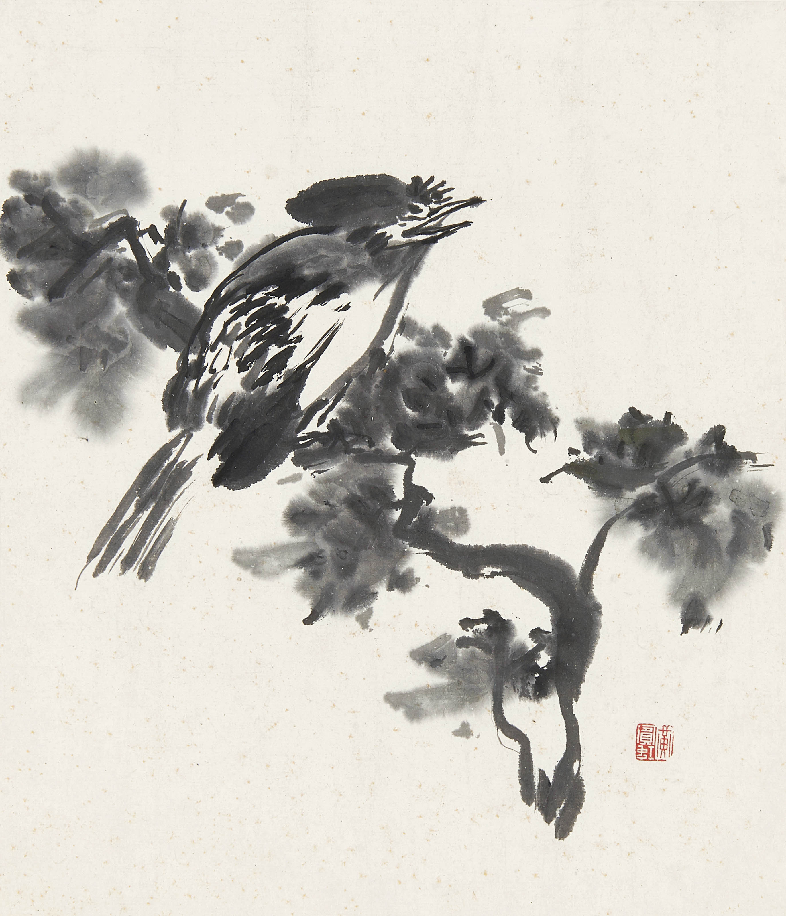 黄宾虹  枝上鸣禽