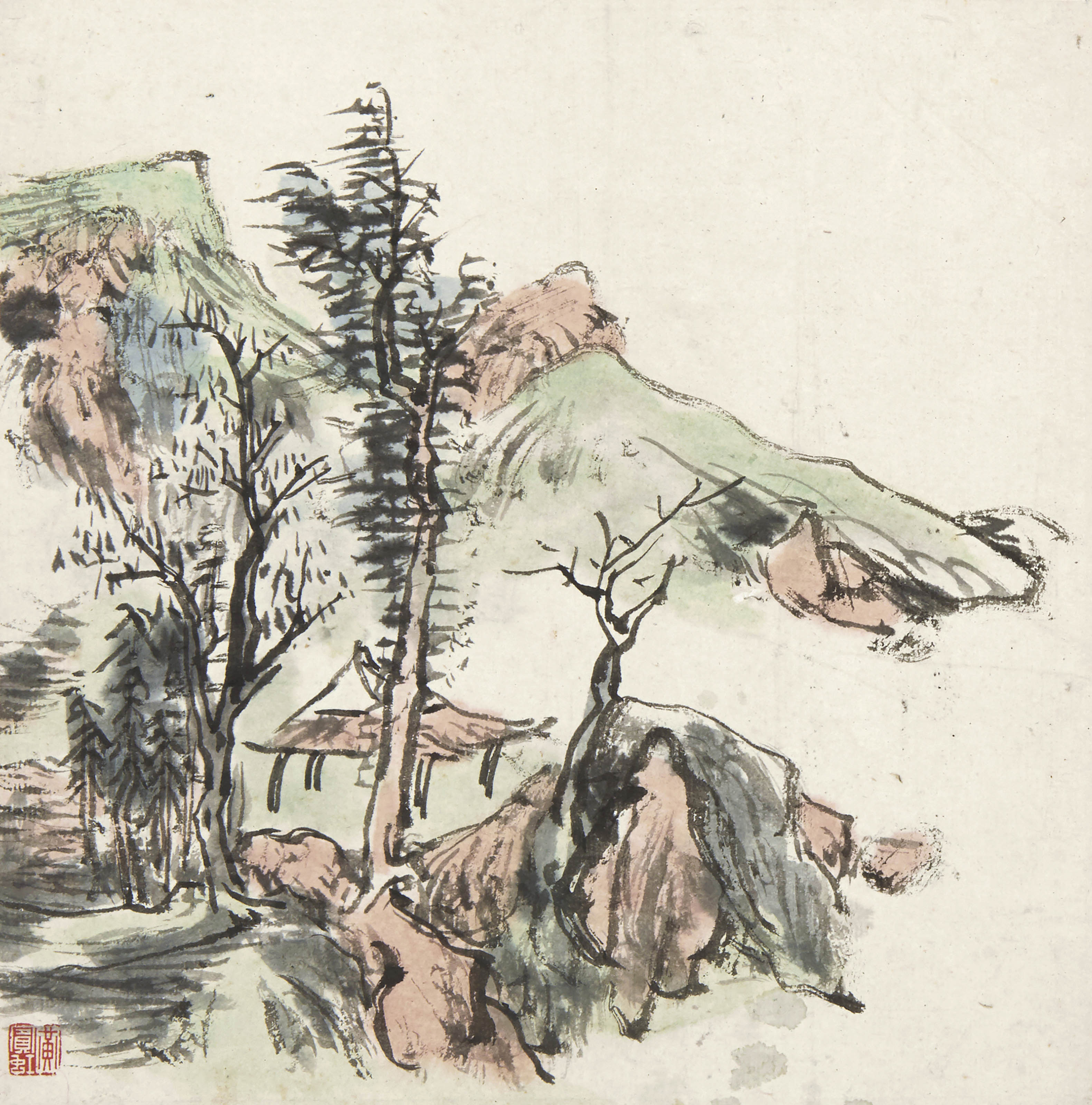 黄宾虹  青山空亭